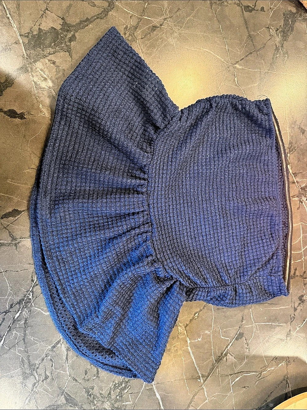 Blue Ruched Crop Top